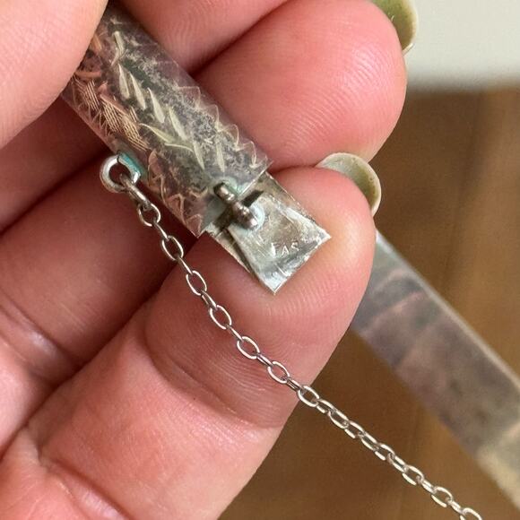 Vintage FAS‎ 925 Silver Hinged Etched Bangle Bracelet - Picture 4 of 4